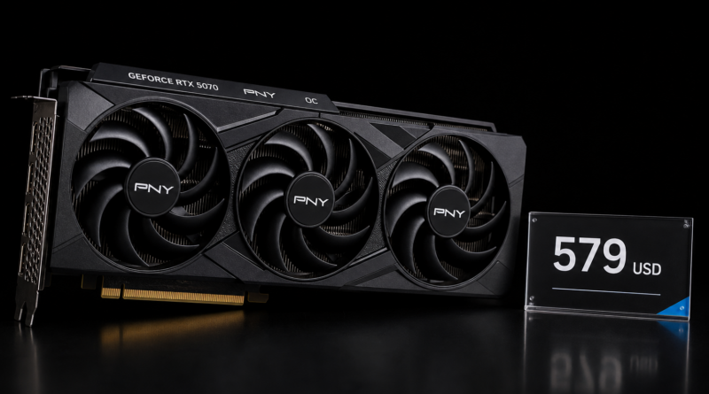 GeForce RTX 5070 od PNY za 579 dolarów. Karta jest blisko ceny sugerowanej