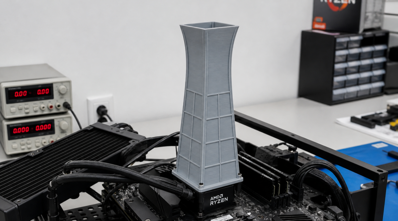 Ryzen 7 9800X3D schłodzony o 19°C dzięki drukowanemu kominowi 3D